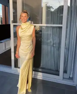 Misha Costantina Satin Gown in Soft Gold Yellow Size 8/S for rent on The Volte - image 5