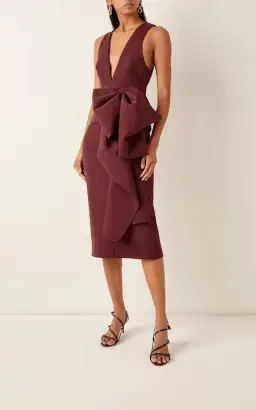 Acler Mancroft V-Neck Folded Stretch-Crepe in Burgundy Size 8