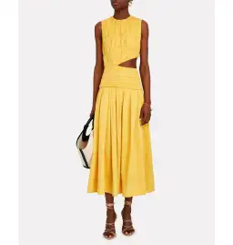Aje Cascade Midi Dress Yellow Size AU 10