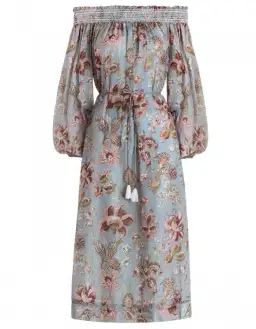 Zimmermann Pavilion Off Shoulder Silk Cotton Smock Midi Dress Floral Size 1 / AU 10 for rent on The Volte - image 3
