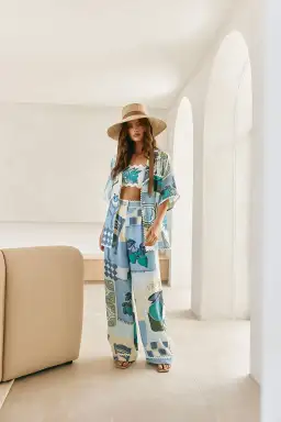 Zaco Kelia Shirt & Pant Set Blue/Multi Size S / AU 8 for rent on The Volte - image 1