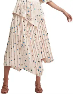 Aje Womens Pointe Bleu Overture Pleat Ring Midi Asymmetric Skirt Blush Pink Print Size 6 for rent on The Volte - image 4