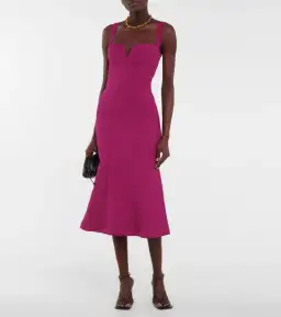Rebecca Vallance Diana Crepe Midi Dress In Grape Size 8
