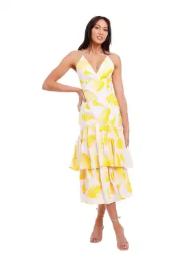 Acler Wray Dress Yellow Print Size 8
