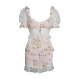 For Love and Lemons Nola Mini Romantic Pink Lace Dress Blush Size S/ AU 8 for rent on The Volte - image 3