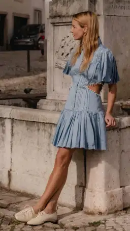 Aje Mythos Pearl Waist Mini Dress Blue Size 6 for rent on The Volte - image 2