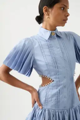 Aje Mythos Pearl Waist Mini Dress Blue Size 6 for rent on The Volte - image 1