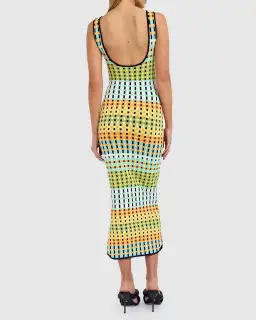 By Johnny Eve Grid Scoop Back Midi Dress Multi Size S/Au 8  for rent on The Volte - image 3