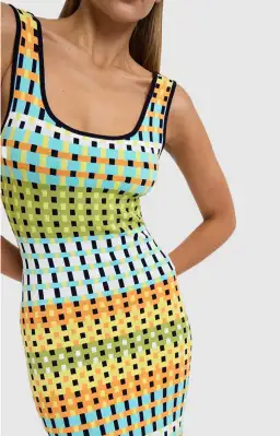 By Johnny Eve Grid Scoop Back Midi Dress Multi Size S/Au 8  for rent on The Volte - image 2