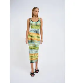 By Johnny Eve Grid Scoop Back Midi Dress Multi Size S/Au 8  for rent on The Volte - image 1