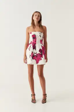 Aje Baret Strapless Mini Dress Floral Size 14 for rent on The Volte - image 1