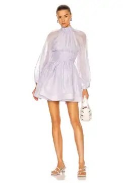 Zimmermann Luminous Long Sleeve Mini Dress Lilac Size 1 (AU10)