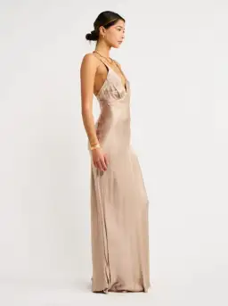 Bec & Bridge Lorelai V Maxi Dress in Smoke Taupe Size AU 8 for rent on The Volte - image 3