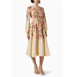 Zimmermann Luminosity Buttoned Midi Dress Morisot Cream Print Size 2 / AU 12 for rent on The Volte - image 2