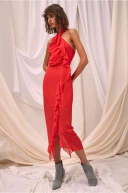 C/MEO COLLECTIVE ELUDE MIDI DRESS CHILLI