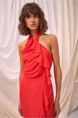 C/MEO COLLECTIVE ELUDE MIDI DRESS CHILLI