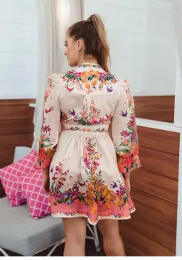 Zimmermann Tropicana Plunge Mini Dress Cream Floral Size 3 / AU 14 for rent on The Volte - image 3