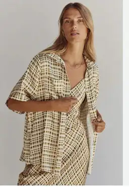 Dissh Dilan Vacation Shirt and Satin Slip Dress Set Print Size 6 for rent on The Volte - image 2