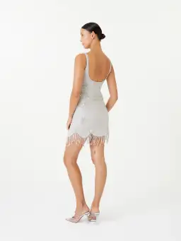 Clio Peppiatt Charm Fringe Mini Dress Silver Size XS / AU 6 for rent on The Volte - image 3