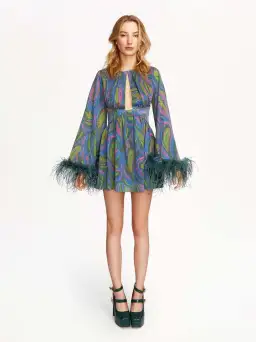 Alice McCall Swan Lake Feather Mini Dress in Clover Size 6 for rent on The Volte - image 1