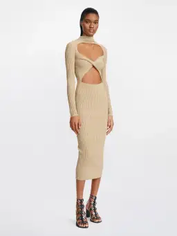 Dion Lee Stripe Rib Twist Dress Sahara Size 10 for rent on The Volte - image 4