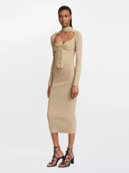 Dion Lee Stripe Rib Twist Dress Sahara Size 10 for rent on The Volte - image 1
