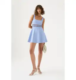 Aje Ney Diamond Cut Out Mini Dress Sky Blue Size AU 10 for rent on The Volte - image 1