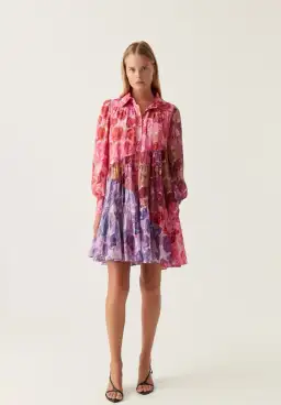 Aje Vision Smock Mini Dress Kaleidoscope Rose Size 16 for rent on The Volte - image 1