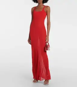 Jacquemus La Robe Maille Oranger Maxi Dress Red Size 12  for rent on The Volte - image 1