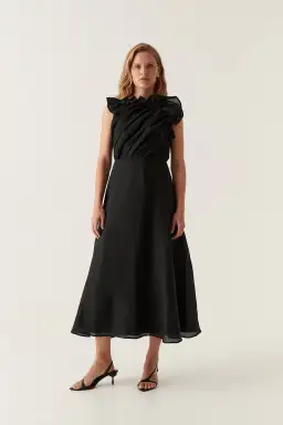 Aje Genesis Midi Dress Black Size 14 for rent on The Volte - image 1