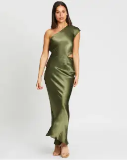 Bec & Bridge Delphine Asym Midi Dress Green Size 8 for rent on The Volte - image 0