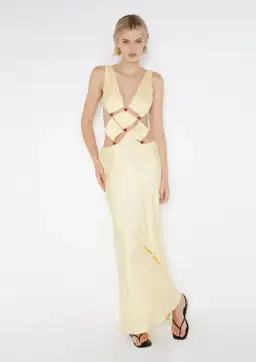 Bec & Bridge Agathe Diamond Dress Butter Yellow Size 8 for rent on The Volte - image 1