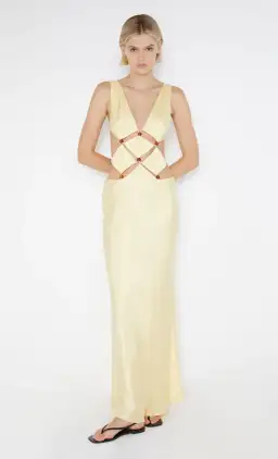 Bec & Bridge Agathe Diamond Dress Butter Yellow Size 8 for rent on The Volte - image 2