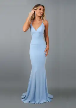 Studio Minc Silhouette Fitted Dress Baby Blue Size M / AU 10