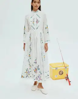 Alemais Willa Embroidered Shirtdress White Size 14