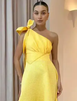 Rachel Gilbert Emiliano Midi One Shoulder In Lemondrop Size 6 for rent on The Volte - image 3