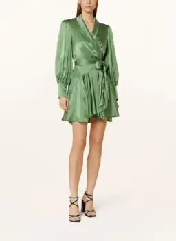 Zimmermann Silk Wrap Dress in Matcha Size 1/AU 10 for rent on The Volte - image 1