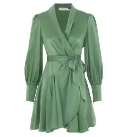 Zimmermann Silk Wrap Dress in Matcha Size 1/AU 10 for rent on The Volte - image 2