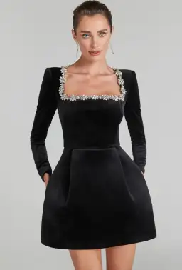 Nadine Merabi Kimberly Mini Dress Black Size XS / AU 6 for rent on The Volte - image 2