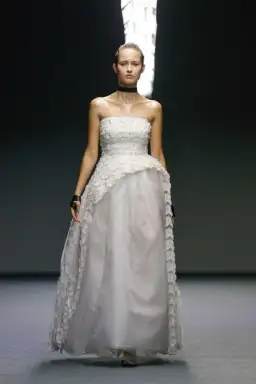 Carla Zampatti Orchid Strapless Flora Lace Wedding Dress White Size 6 for rent on The Volte - image 1