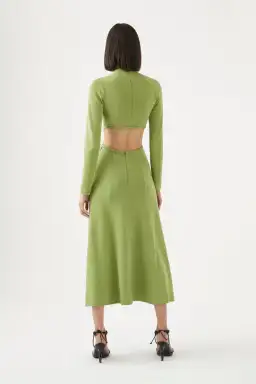 Aje Amelie Braided Cut Out Knit Dress Green Size L/ AU 12 for rent on The Volte - image 3