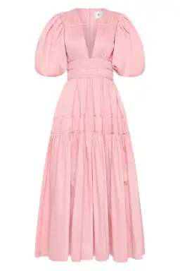 Aje Fallingwater Ruched Midi Dress in Chalk Pink Size AU 12 for rent on The Volte - image 4