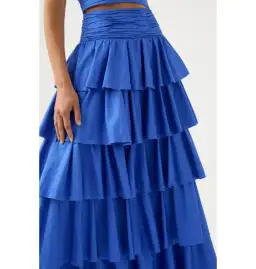 Aje Rhythmic Frill Bodice Size AU 8 & Eleni Tiered Maxi Skirt Size AU 10 Set Blue for rent on The Volte - image 4