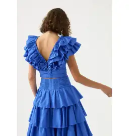 Aje Rhythmic Frill Bodice Size AU 8 & Eleni Tiered Maxi Skirt Size AU 10 Set Blue for rent on The Volte - image 2