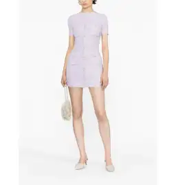 Self Portrait Embellished Knit Mini Dress Lilac Size AU 8