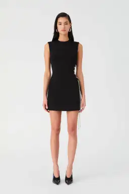 Misha Kendy Bonded Crepe Mini Dress Black Size 12