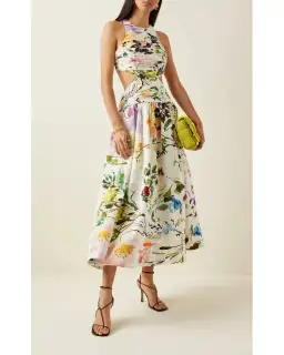 Aje Introspect Cut Out Midi Dress Botanic Floral Size 4 for rent on The Volte - image 1