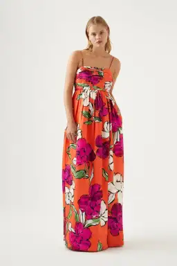 Aje Monument Tulip Maxi Dress Vivid Camellia Floral Size 6
