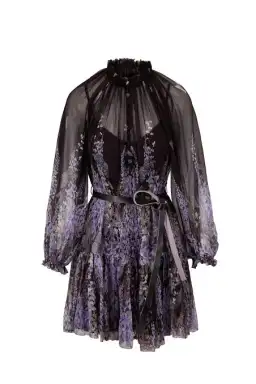 Zimmermann Botanica Lantern Mini Dress Black Lavender Tea Size 1 / AU 10 for rent on The Volte - image 5
