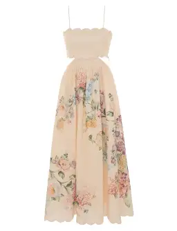 Zimmermann Halliday Scallop Midi Dress in Cream Watercolour Floral Size 1 (AU 10) for rent on The Volte - image 4